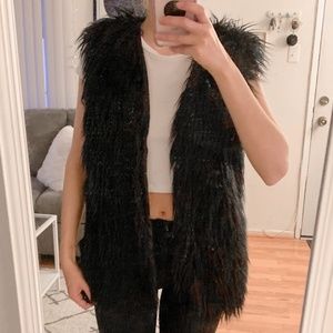 Black Faux-Fur Vest